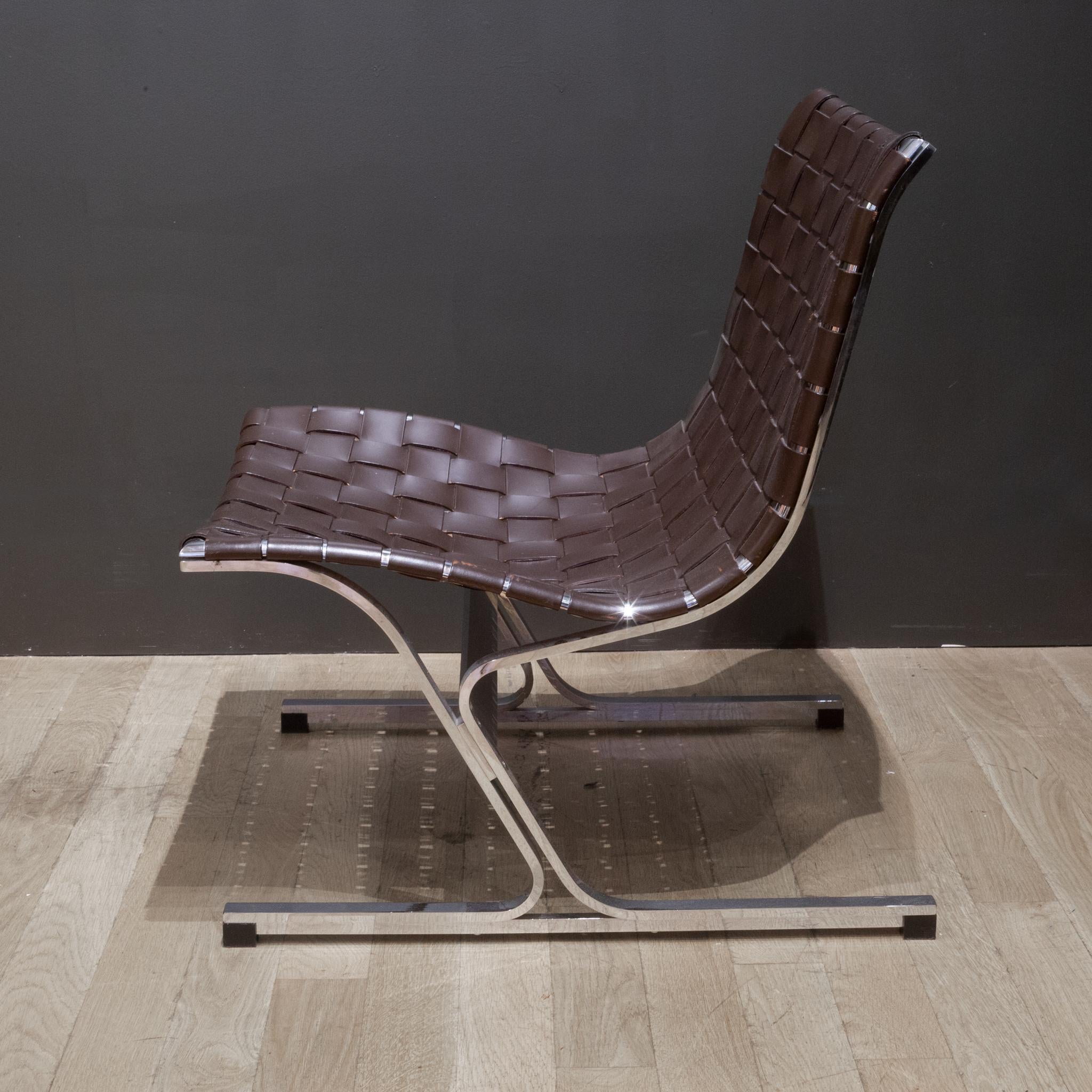Steel Mid-Century Ross Little for ICF de Padova Luar Leather Lounge Chair, c.1960