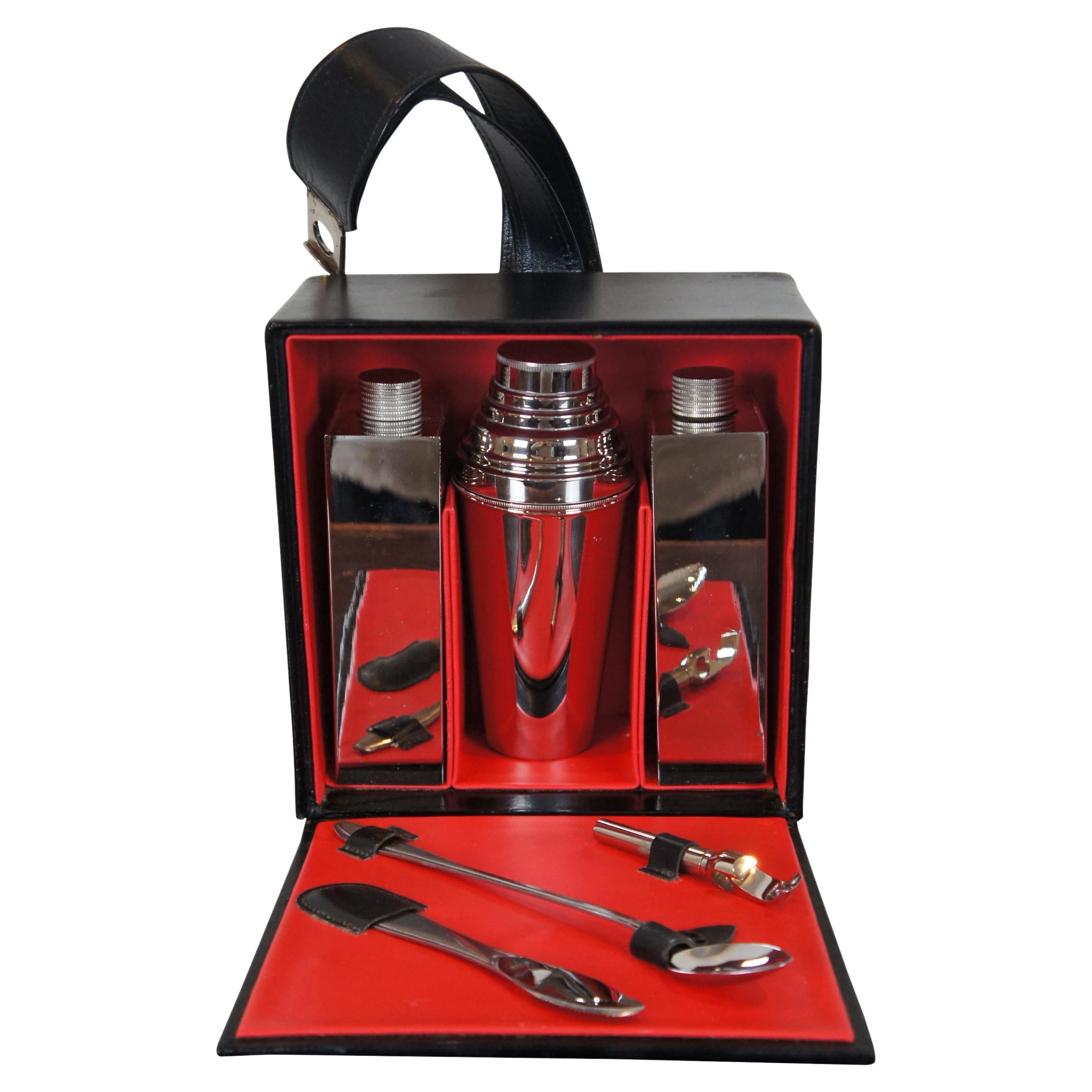Mid Century Rostfrei German Travel Bar Cocktail Shaker Set Case