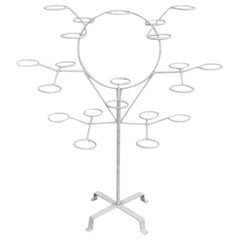 Mid-Century Rotating Wrought Iron 21 Ring Plant Stand