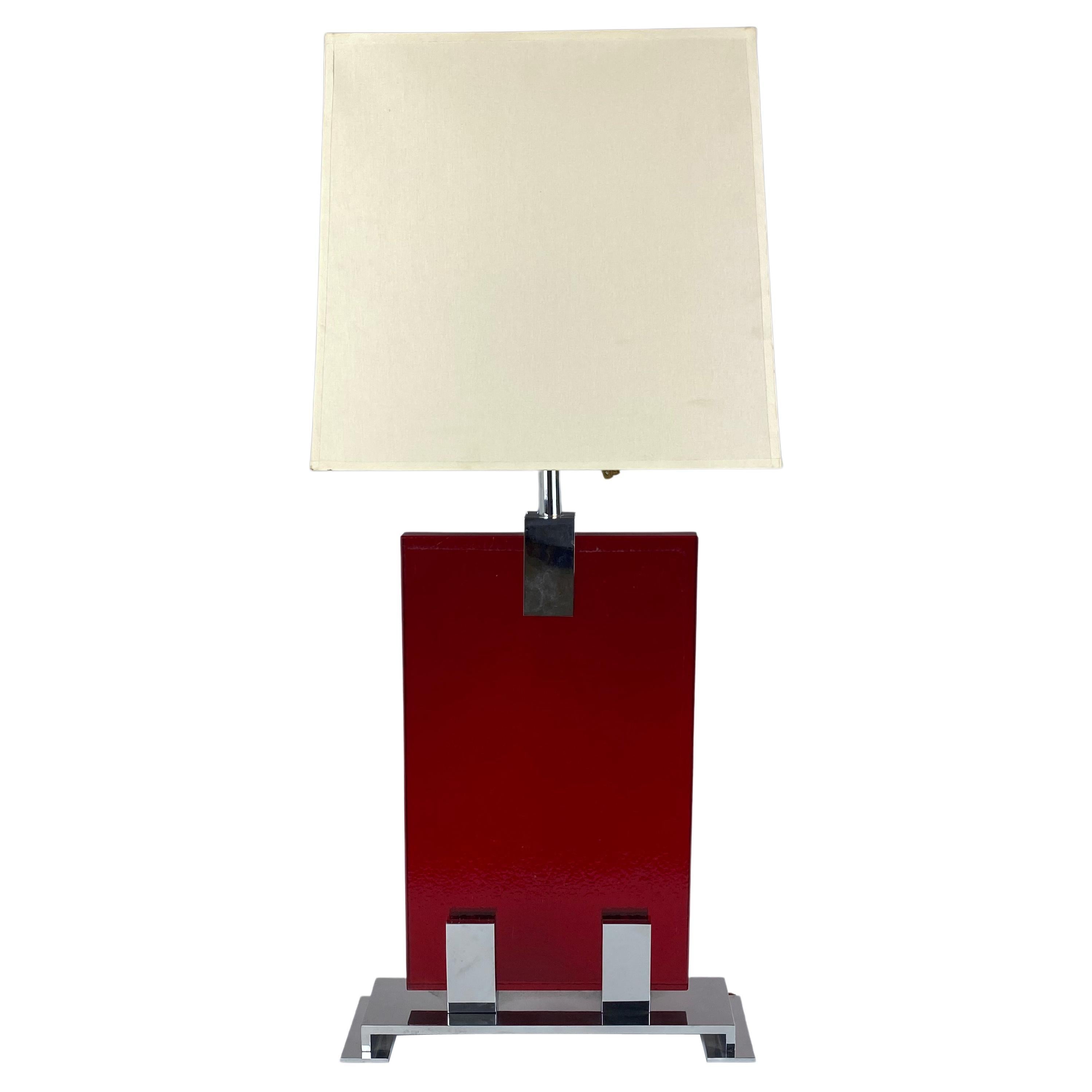 Mid-Century Rouge-Glas-Tischlampe