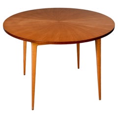 Mid Century Round Ash Table with Two Leaves
