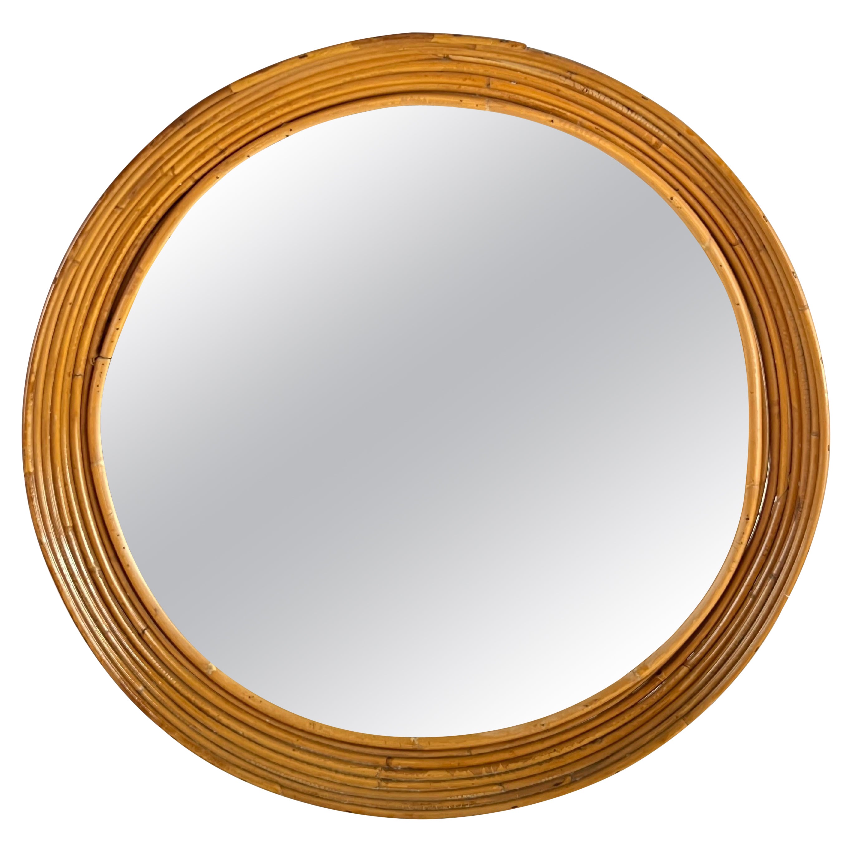 Mid-Century Round Bamboo Mirror 1960s