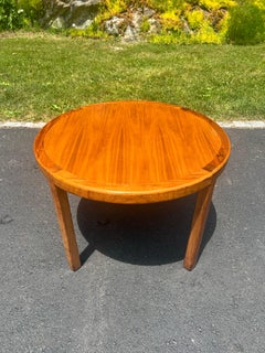 Mid Century Round Banded Walnut Side Table