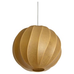 Mid-Century Round Beige "Cocoon" Pendant by Achille Castiglioni, Italy 1960s