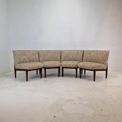 Midcentury Round Bench of 4 Teak Chairs, Denmark, 1960s