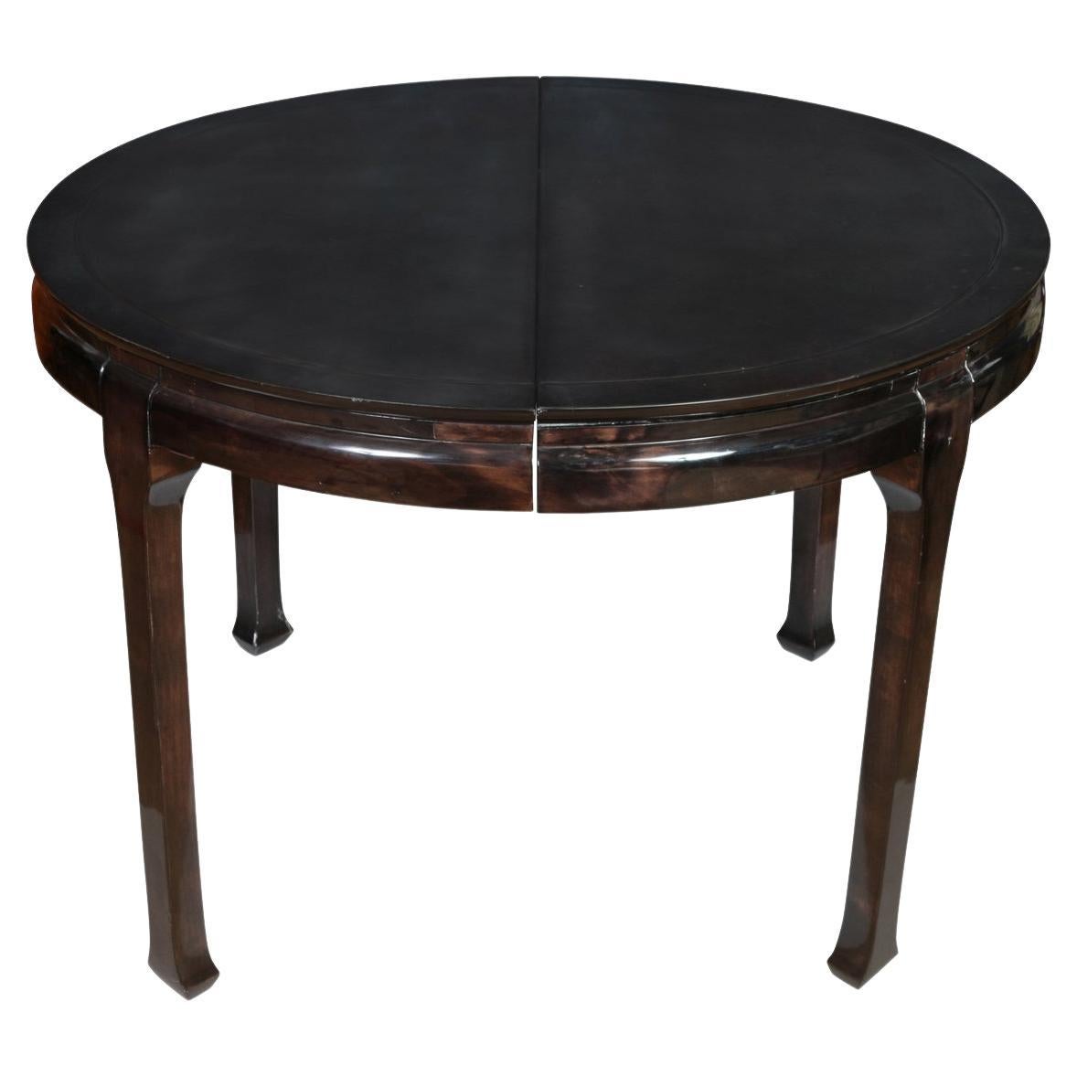 Mid Century Round Black Lacquer Dining Table Asian Style