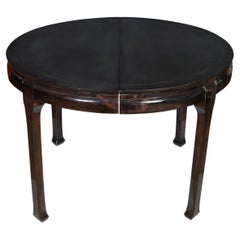 Vintage Mid Century Round Black Lacquer Dining Table Asian Style