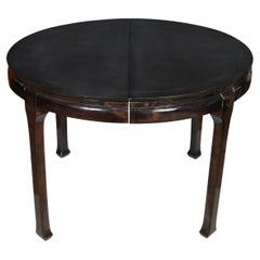 Table à manger ronde du milieu du siècle en laque noire Style asiatique