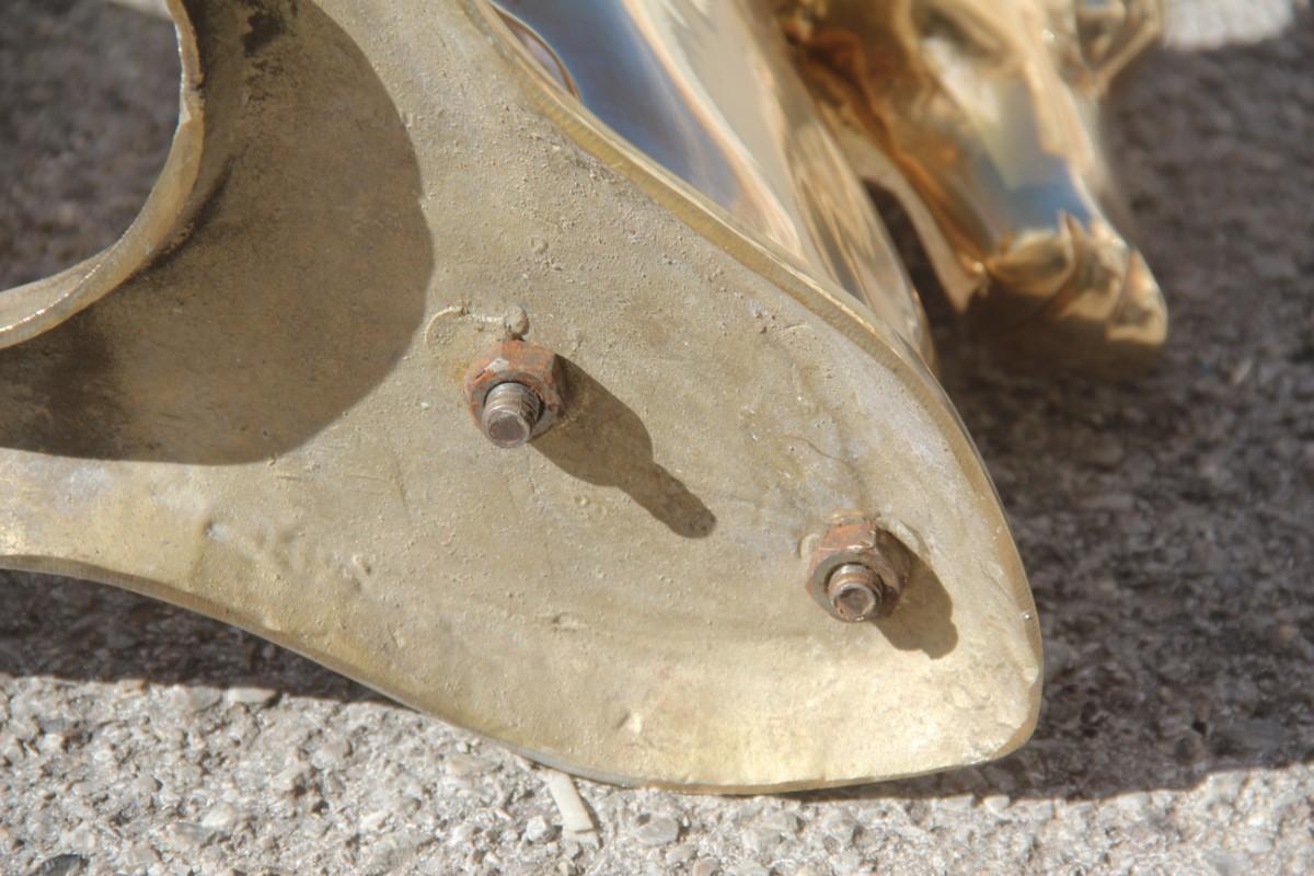 Midcentury Round Blue Cobalt Italian Brass Deer Top Thick Crystal 1960 Chipped For Sale 14