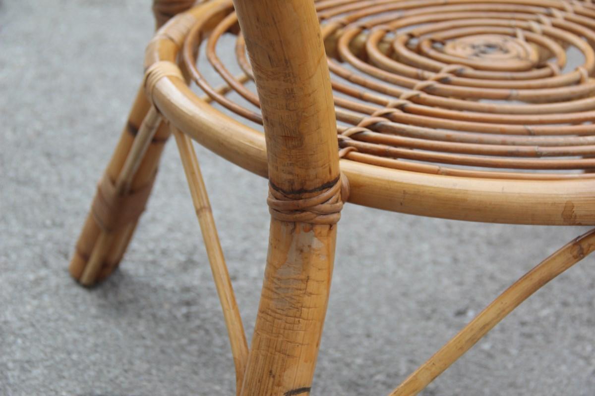 Midcentury Round Dining Table Italian Design Glass Top for Garden Casa del Bambù For Sale 8