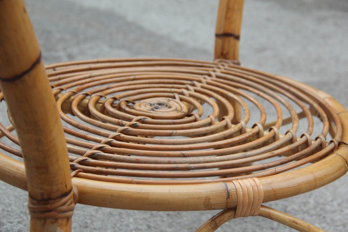 Table de salle à manger ronde du milieu du siècle dernier avec plateau en verre de conception italienne pour jardin Casa del Bamb en vente 12