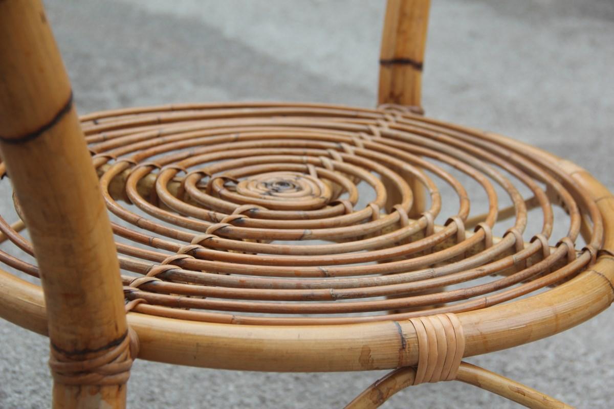 Midcentury Round Dining Table Italian Design Glass Top for Garden Casa del Bambù For Sale 9