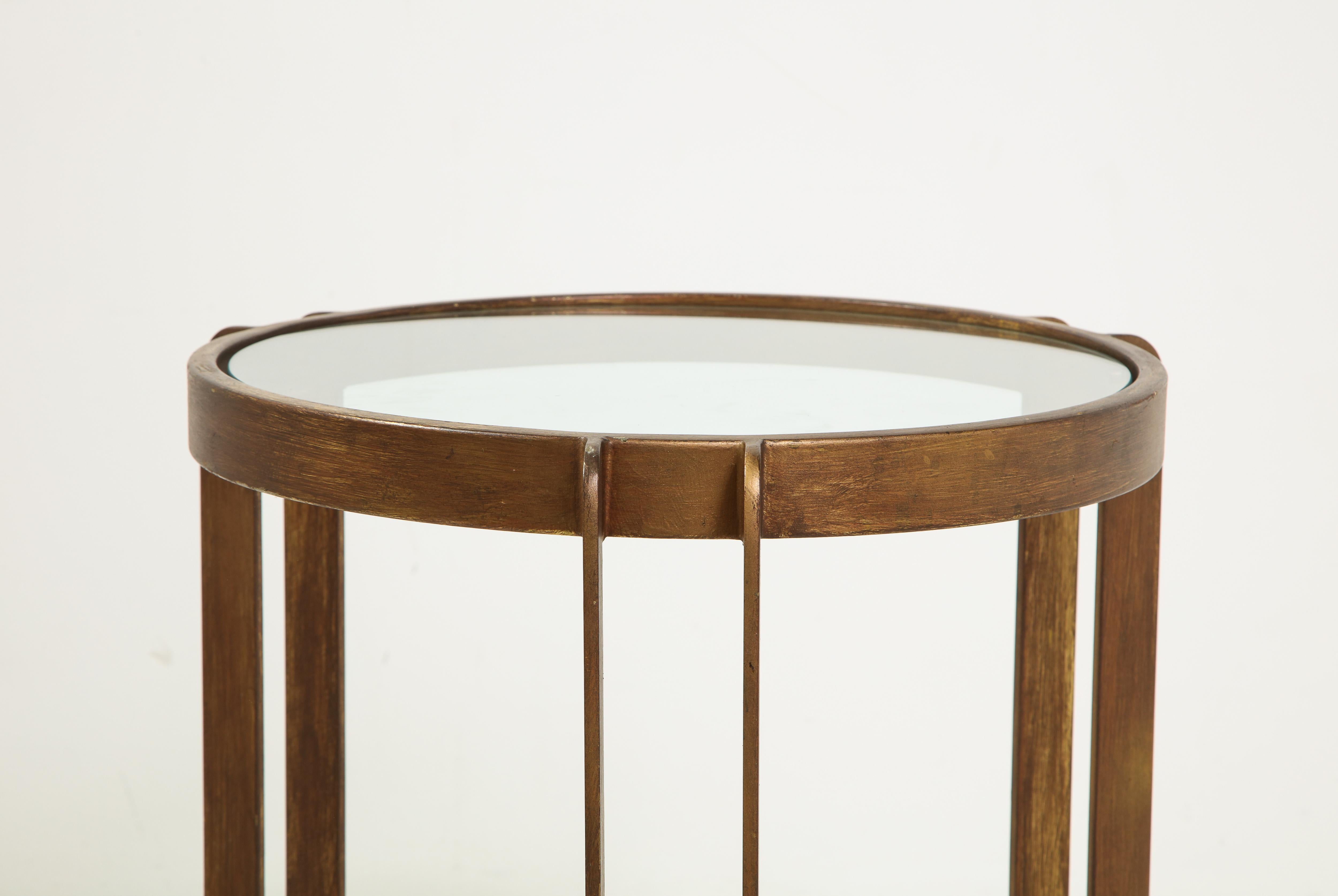Midcentury Round Brass and Glass Side Table with Hairpin Legs at 1stDibs