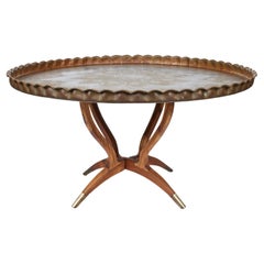 Retro Mid Century Round Brass Moroccan Tray Table