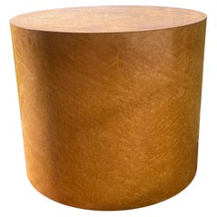 Mid Century Round Burl Drum Table