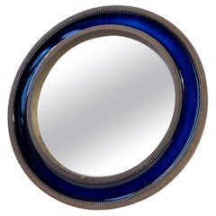 Mid-Century Round Ceramic Wall Mirror from Knabstrup, 1950s