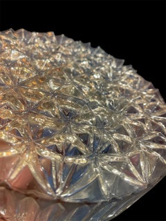 Mid-Century Round Clear cut Glass Sconces Flush Mounts , Germany 1960