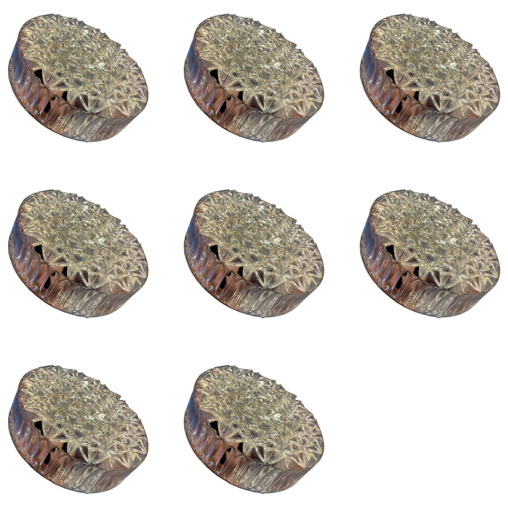 Mid-Century Round Clear cut Glass Sconces Flush Mounts , Germany 1960 For Sale