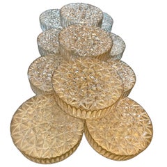 Mid-Century Round Clear cut Glass Sconces Flush Mounts , Germany 1960