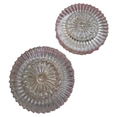 Mid-Century Runde Klarglas Leuchtkästen Flush Mounts PAAR , Deutschland 1960