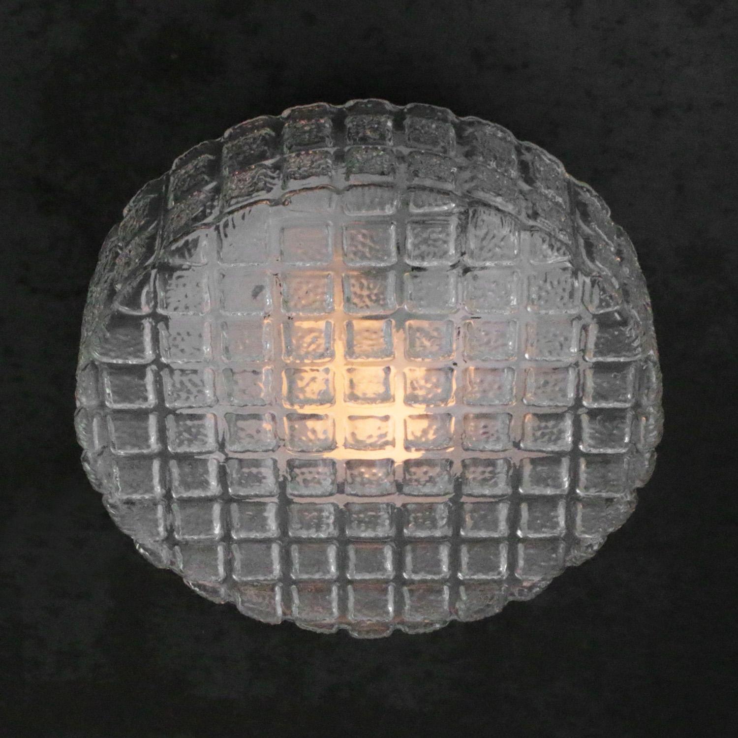 Mid-Century Wall or Ceiling Lamp.
Metal base with clear glass.

1960-1970

Weight: 1.20 kg / 2.6 lb

Priced per individual item. All lamps have been made suitable by international standards for incandescent light bulbs, energy-efficient and LED