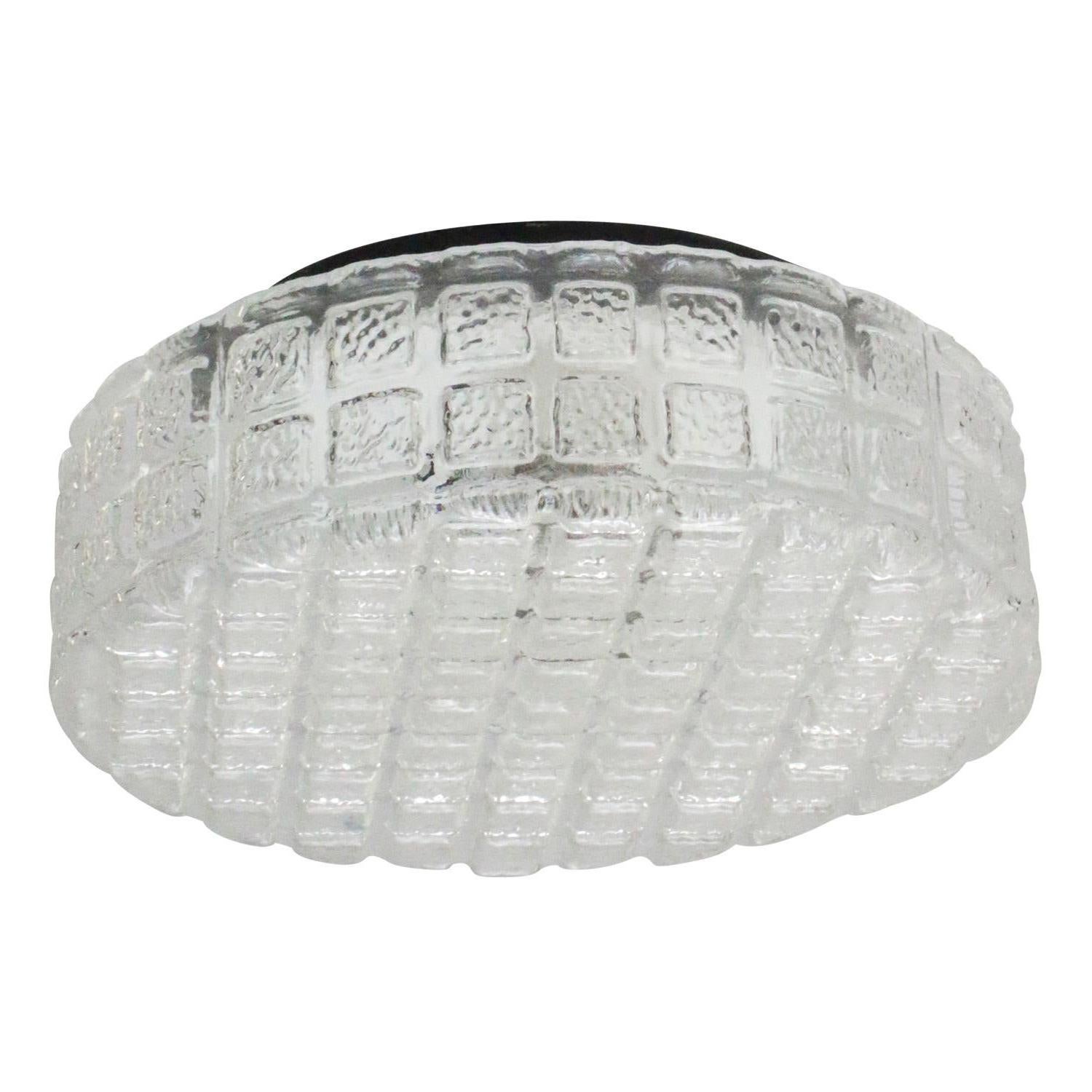 Mid-Century moderno Lampada ad incasso rotonda in vetro trasparente del Mid-Century in vendita