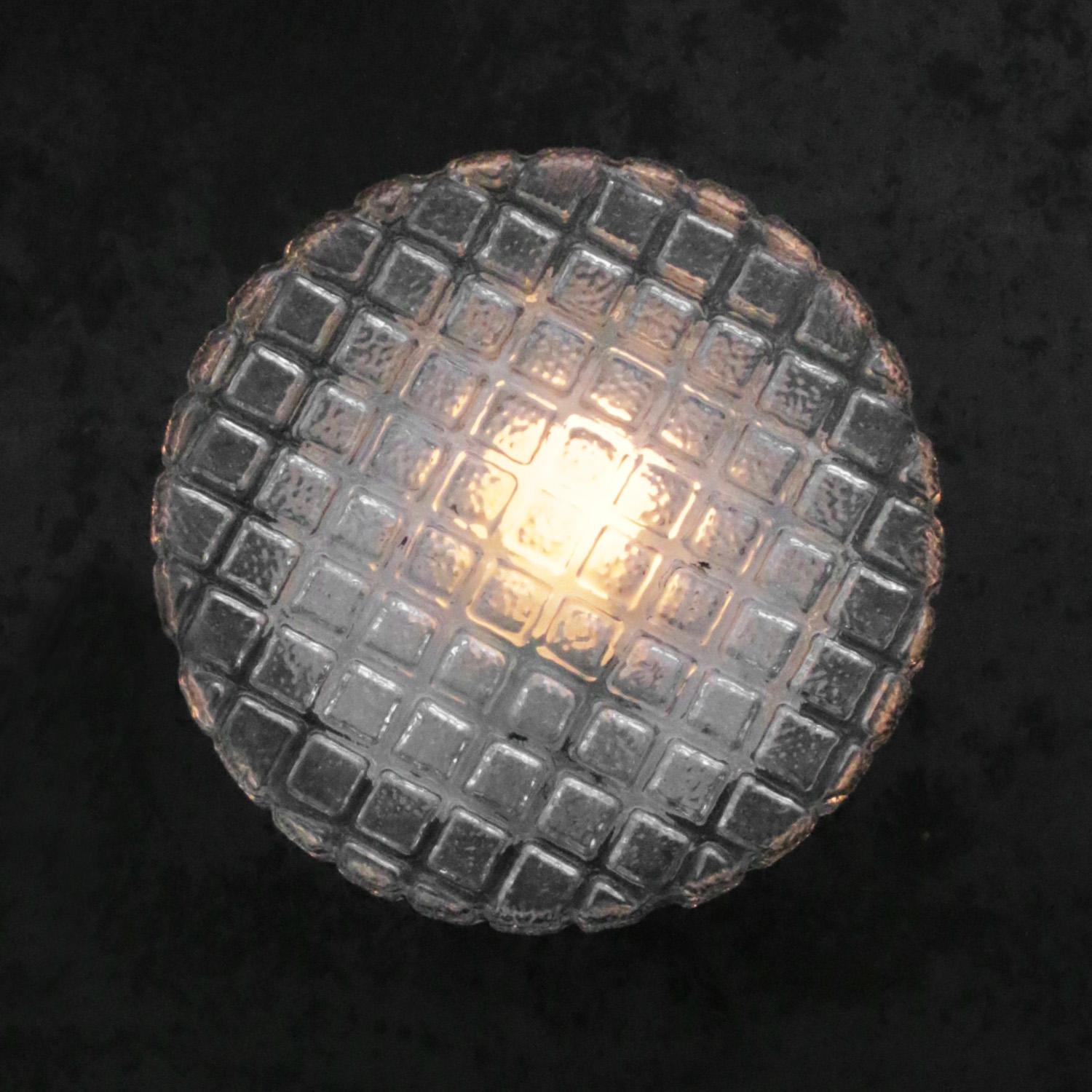 German Mid-Century Round Clear Glass Sconce Flush Mount For Sale