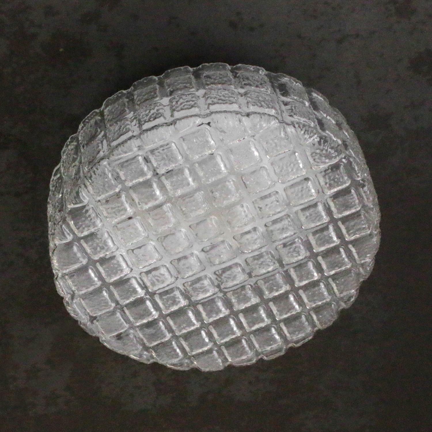 20th Century Mid-Century Round Clear Glass Sconce Flush Mount For Sale