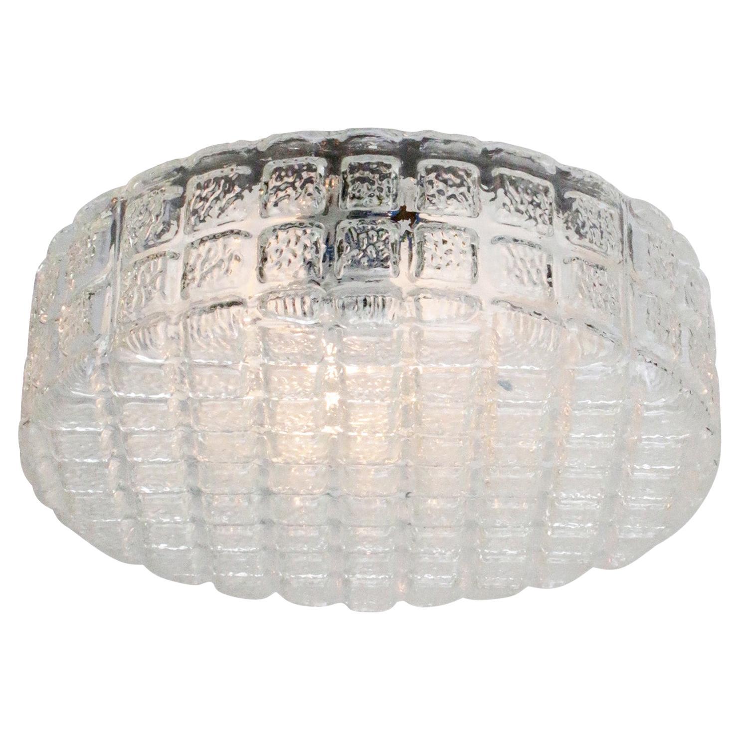 Lampada ad incasso rotonda in vetro trasparente del Mid-Century