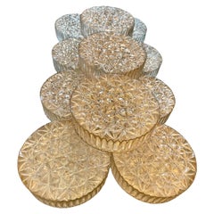 Mid-Century Round Clear Glass Sconces Flush Mounts 20 units, Germany 1960