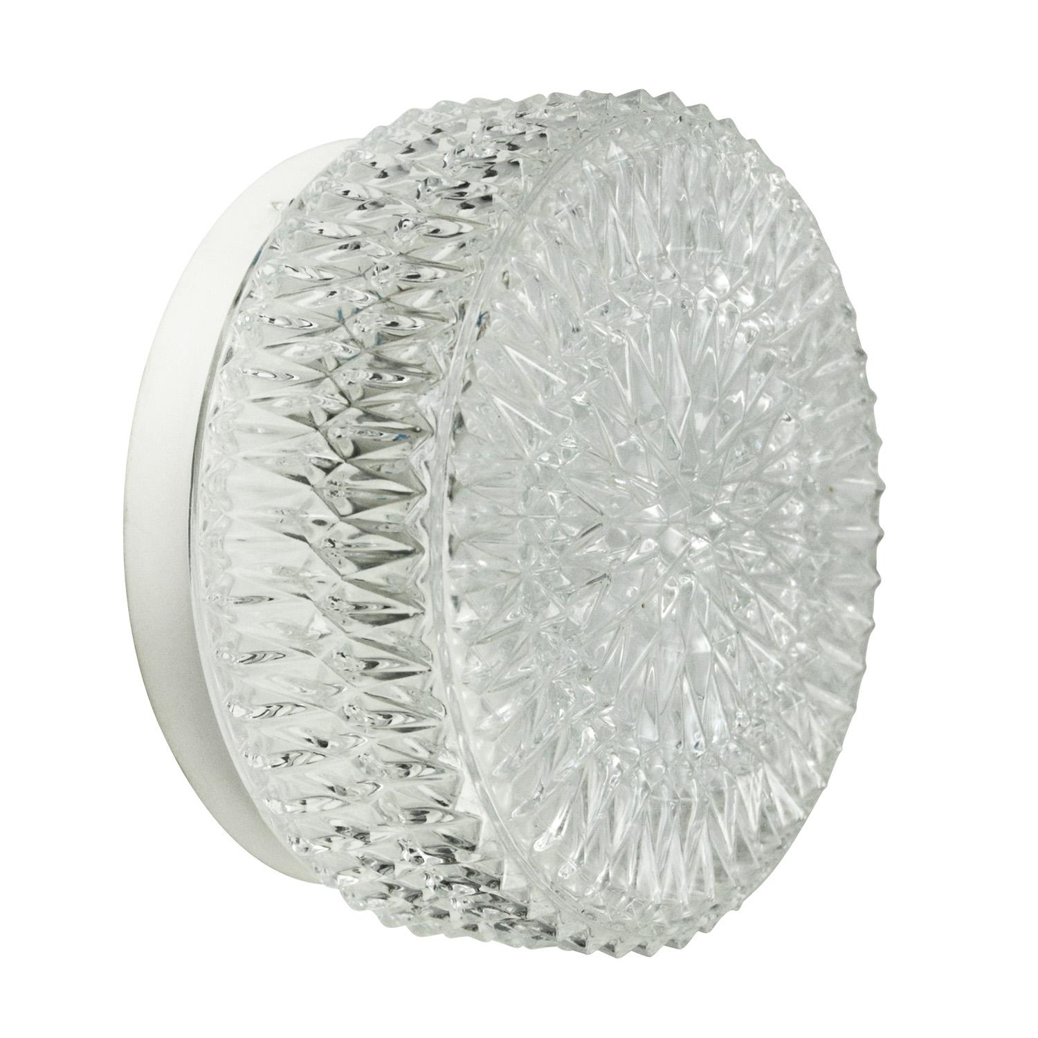 Tedesco Applique rotonde in vetro trasparente di metà secolo in vendita