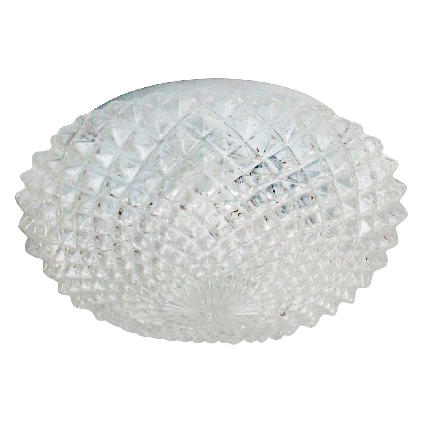 Métal Appliques rondes du milieu du siècle en verre clair Appliques encastrées en vente