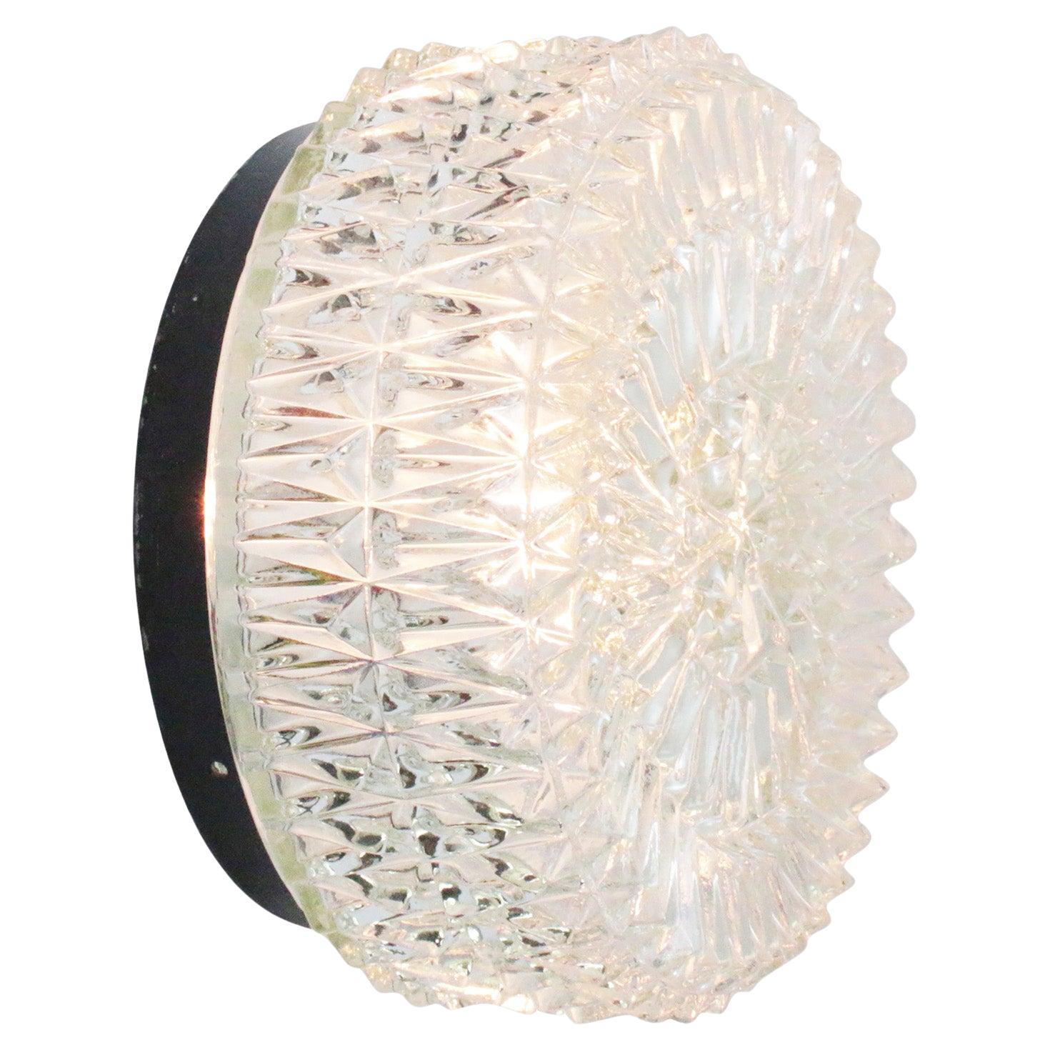 Applique rotonde in vetro trasparente di metà secolo