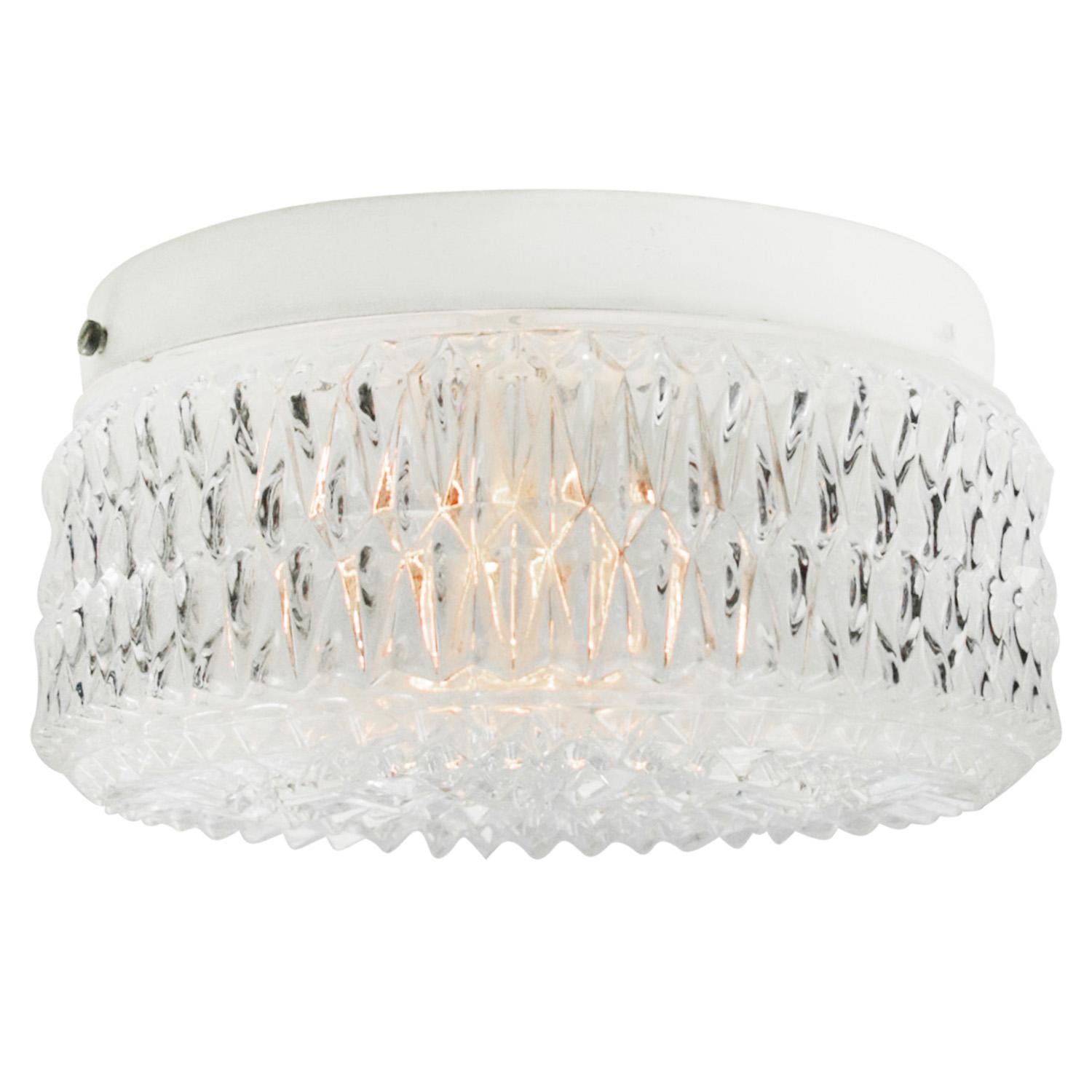 Mid-Century Round Clear Glass Scone Flush Mount In Good Condition In Amsterdam, NL