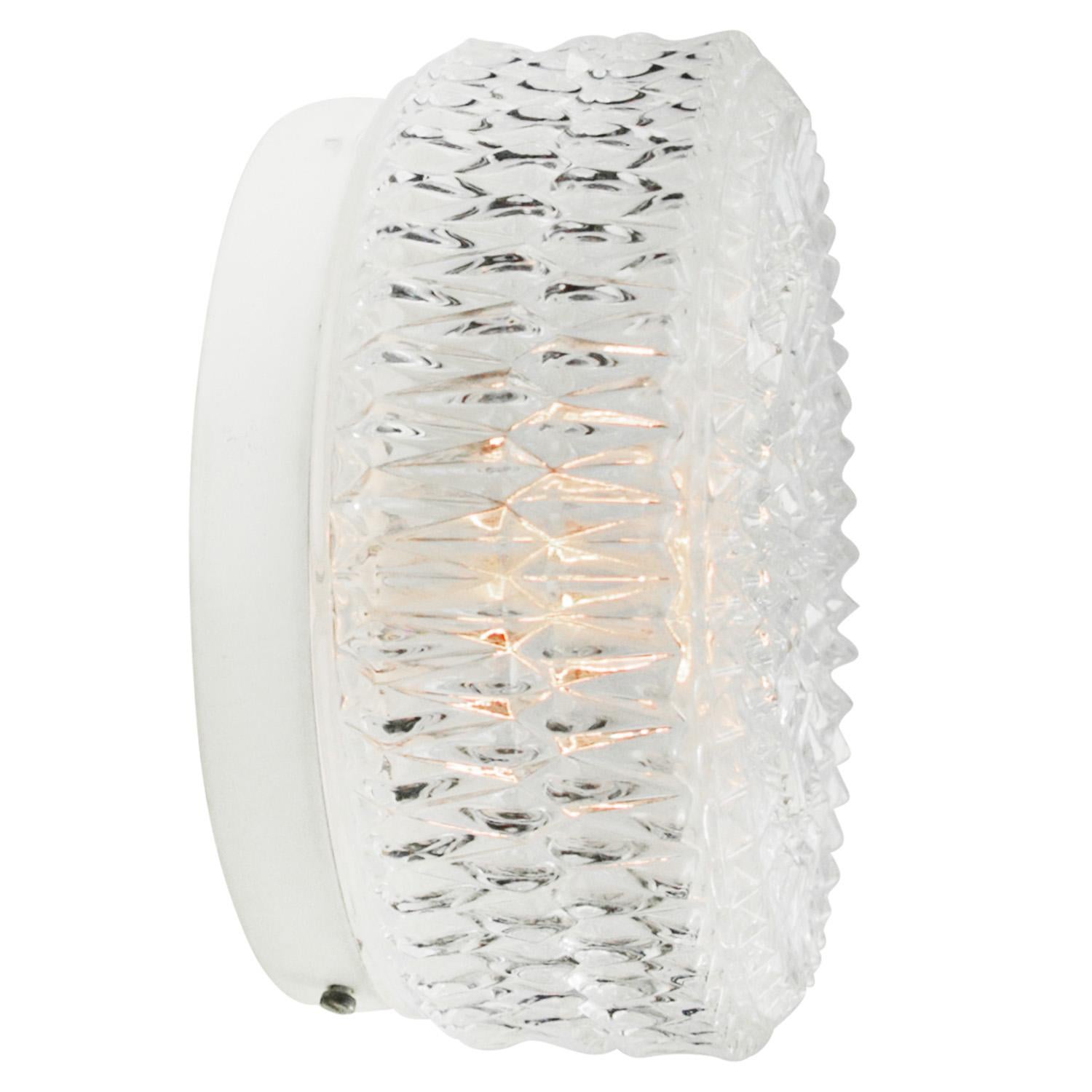 Mid-Century Wall or Ceiling Lamp.
Metal base with white clear glass.

1960-1970

Weight: 1.23 kg / 2.7 lb

Priced per individual item. All lamps have been made suitable by international standards for incandescent light bulbs, energy-efficient and