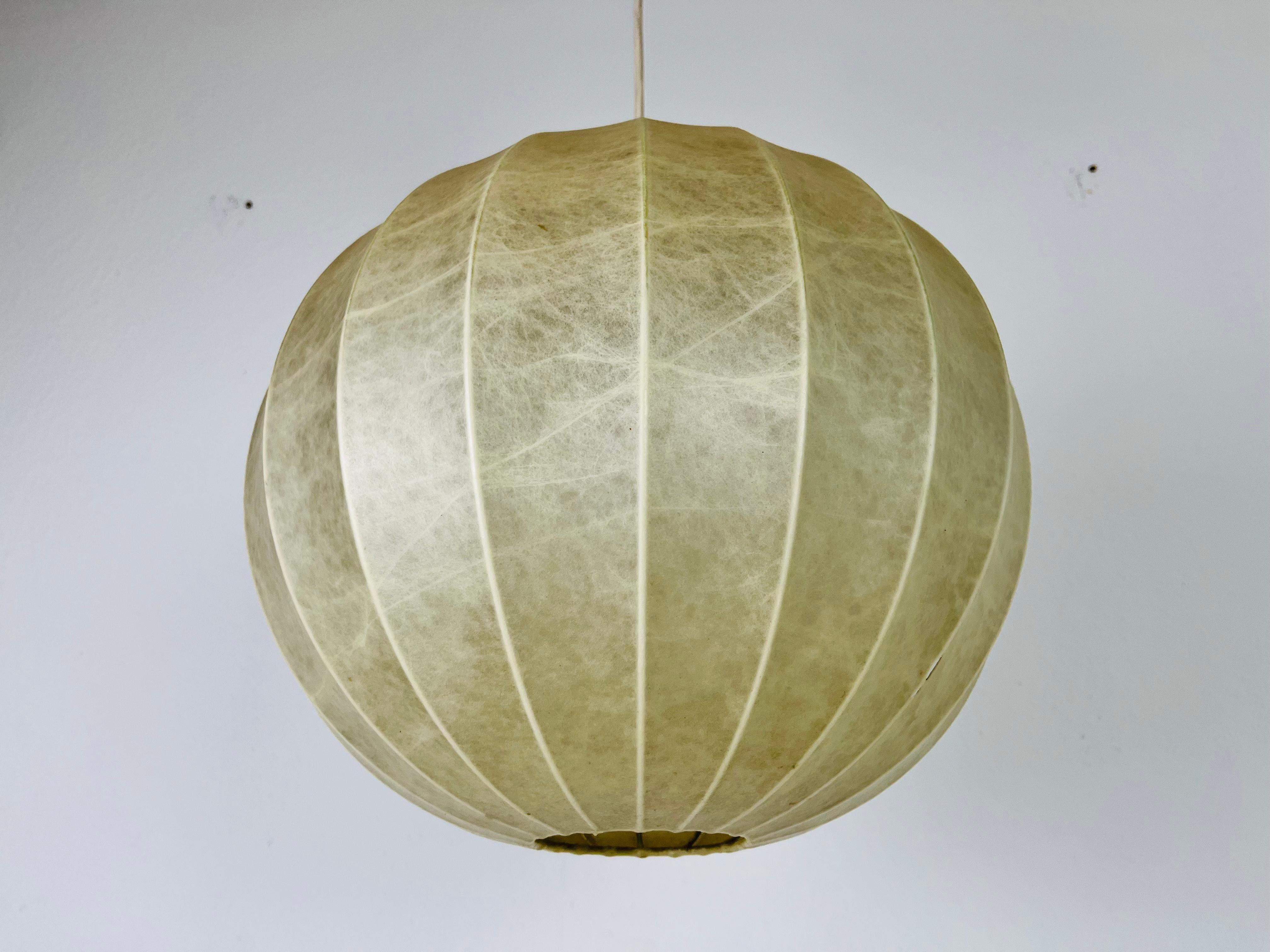 Mid-Century Modern Mid-Century Round Cocoon Pendant Lamp, 1960s, Italy For Sale