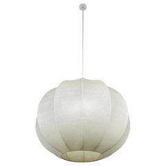 Mid-Century Round Cocoon Pendant Lamp, 1960s, Italy