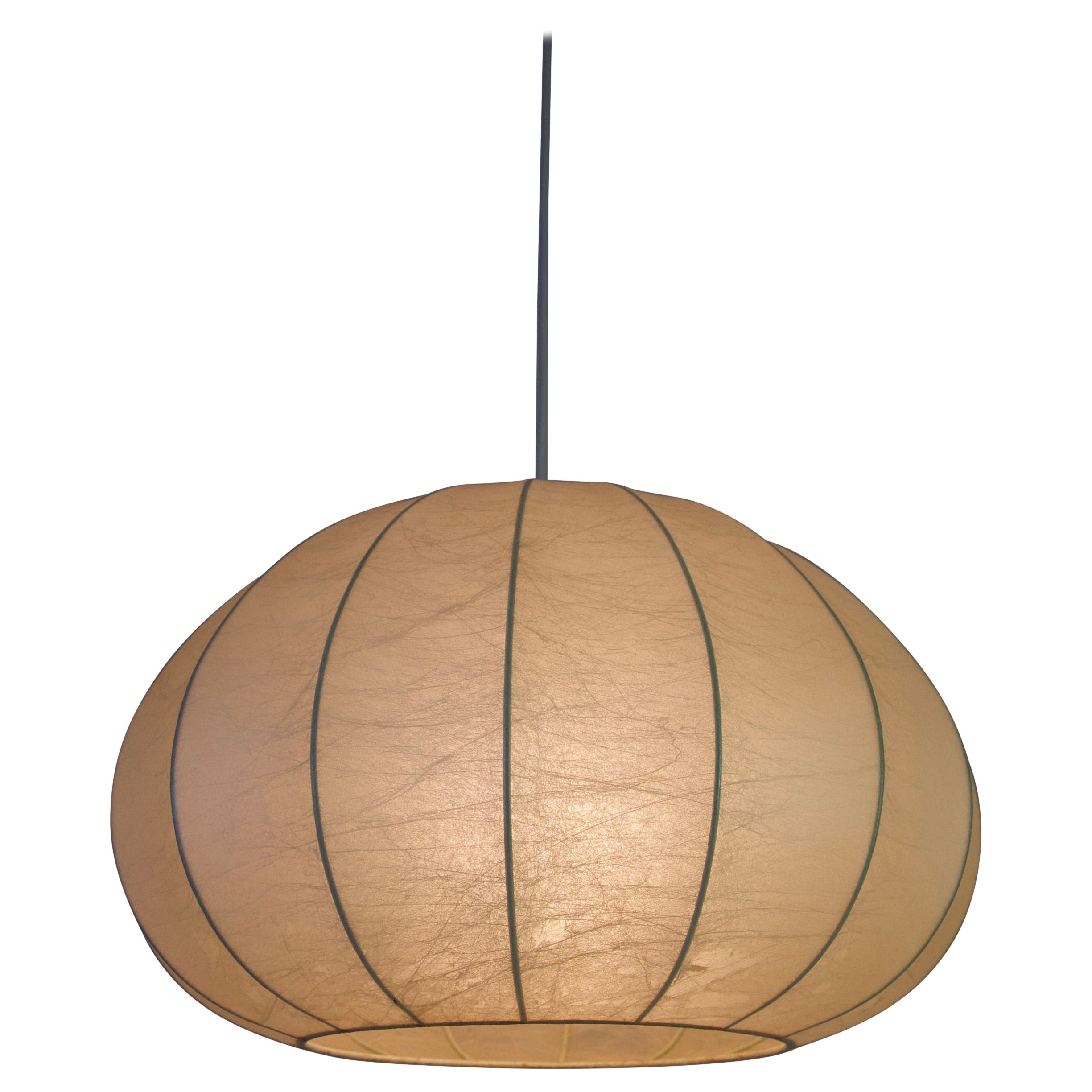 Mid-Century Round Cocoon Pendant Lamp, 1960s, Italy