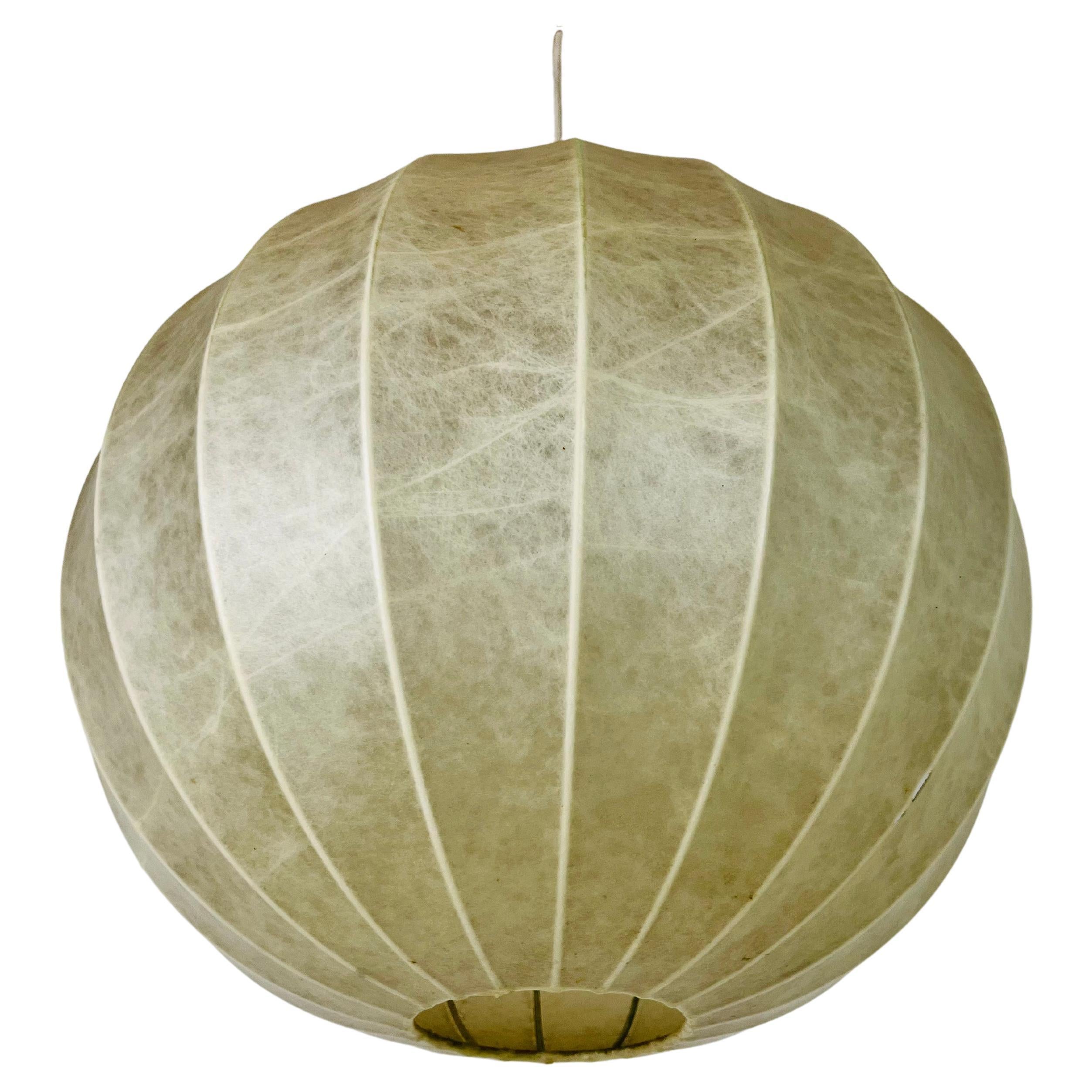Mid-Century Round Cocoon Pendant Lamp, 1960s, Italy For Sale
