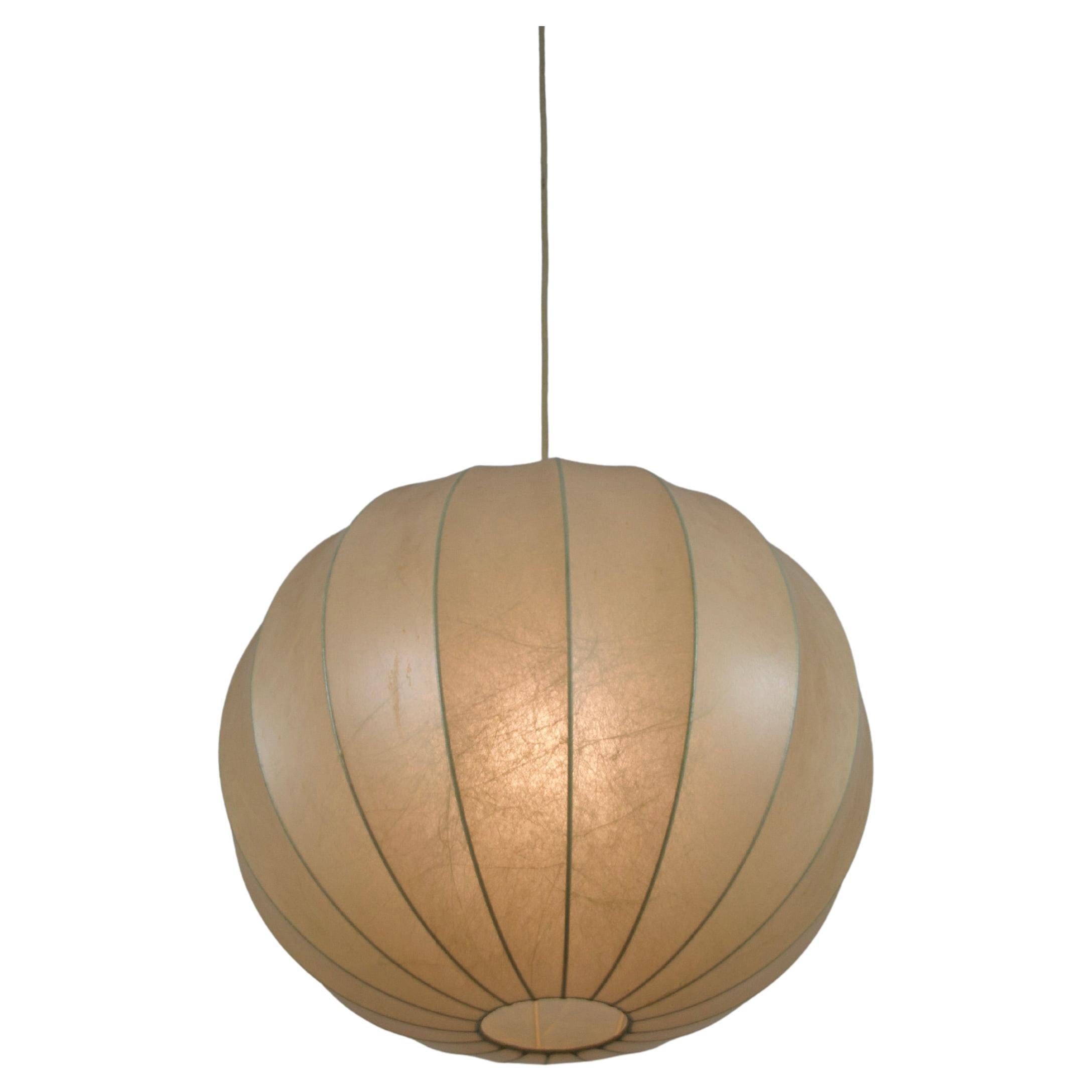 Mid-Century Round Cocoon Pendant Lamp, 1960s, Italy