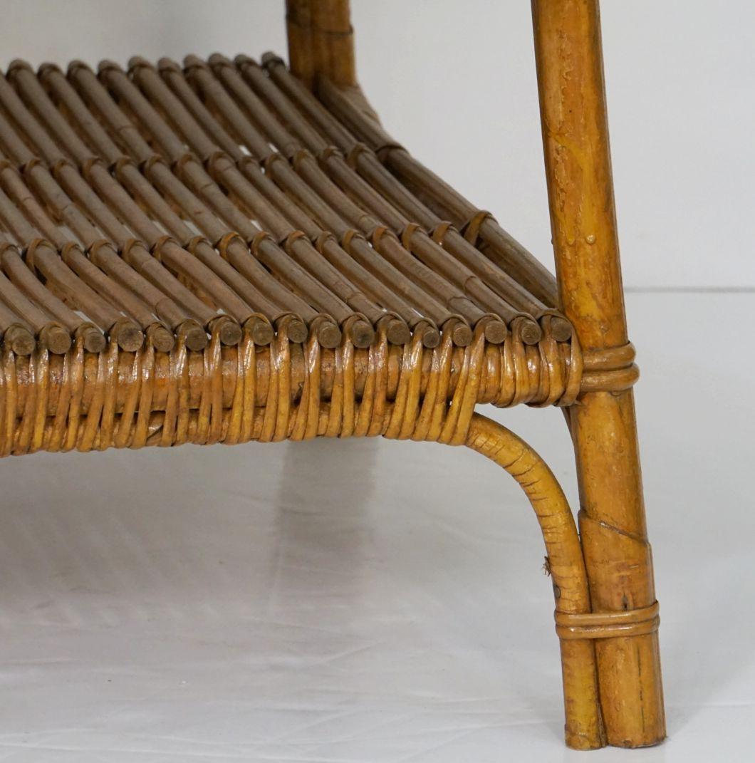 Mid-Century Round Coffee or Low Table of Wicker and Rattan from Italy 8