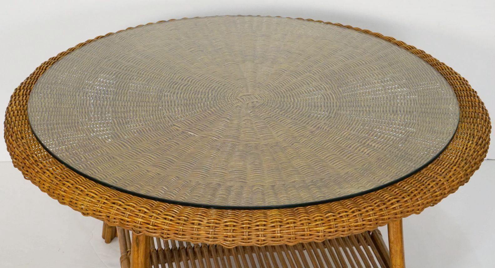 wicker round coffee table