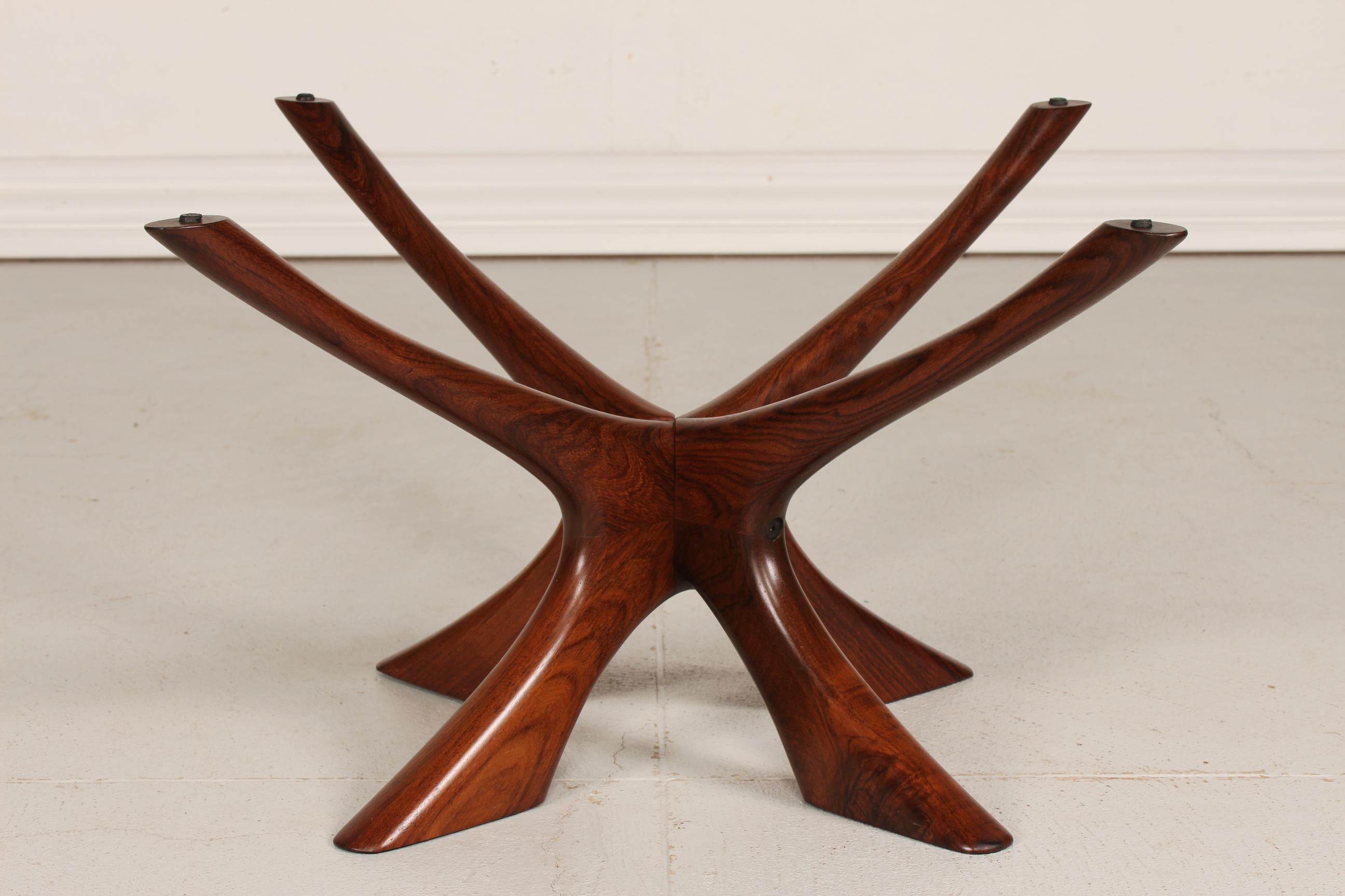 Midcentury Round Coffee Table Glass and Wood Fredrik Schriever-Abeln Attributed In Good Condition In Aarhus C, DK