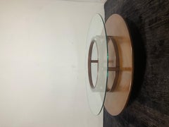 Mid-century round coffee table in teak and glass by Gianfranco Frattini, 1950s