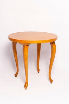 Mid-Century Round Coffee Table, Light Wood, Poland, 1960s