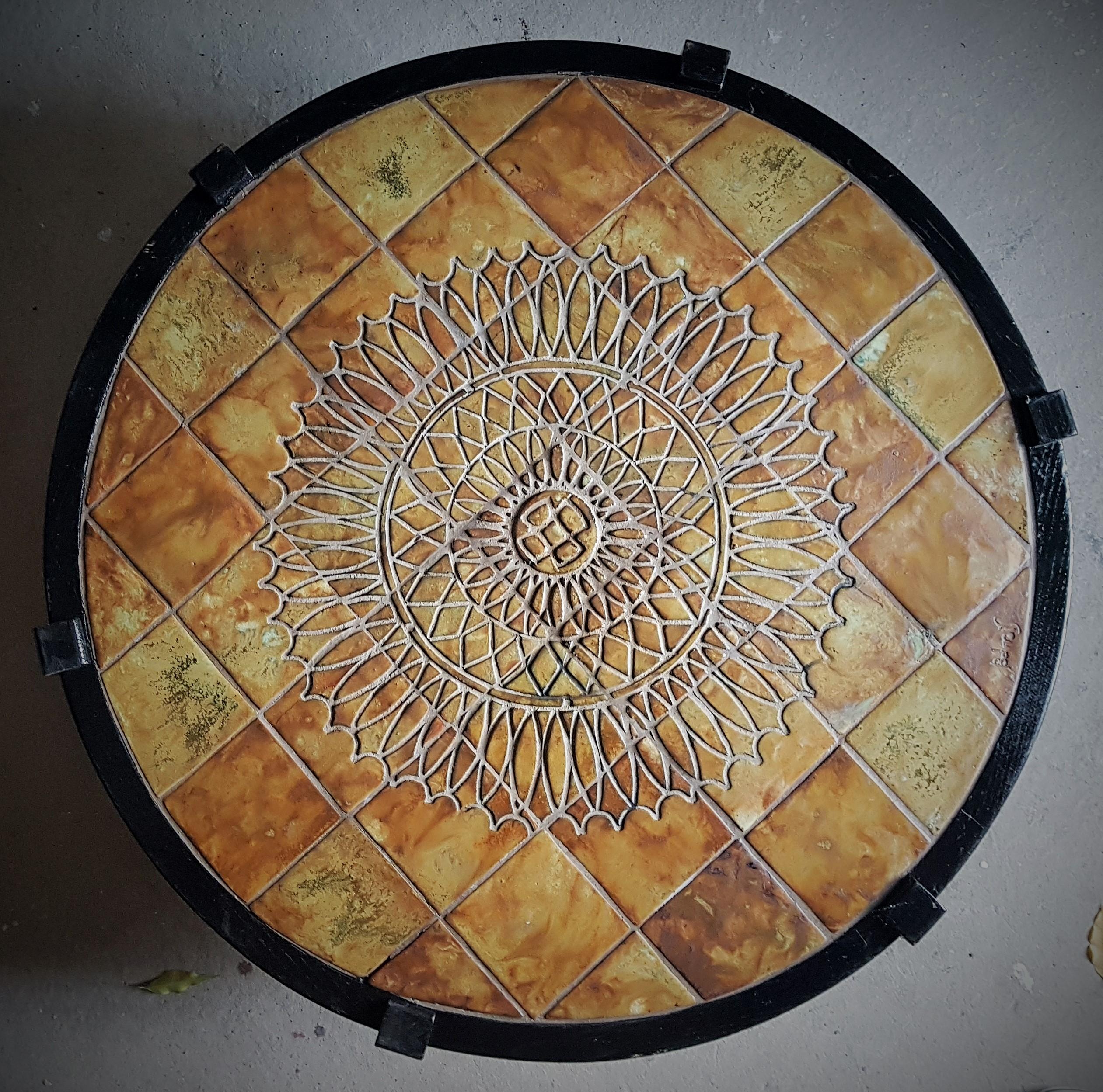 Mid-Century Round Coffee Table Vallauris Ceramic Capron Barrois, France 60s For Sale 5
