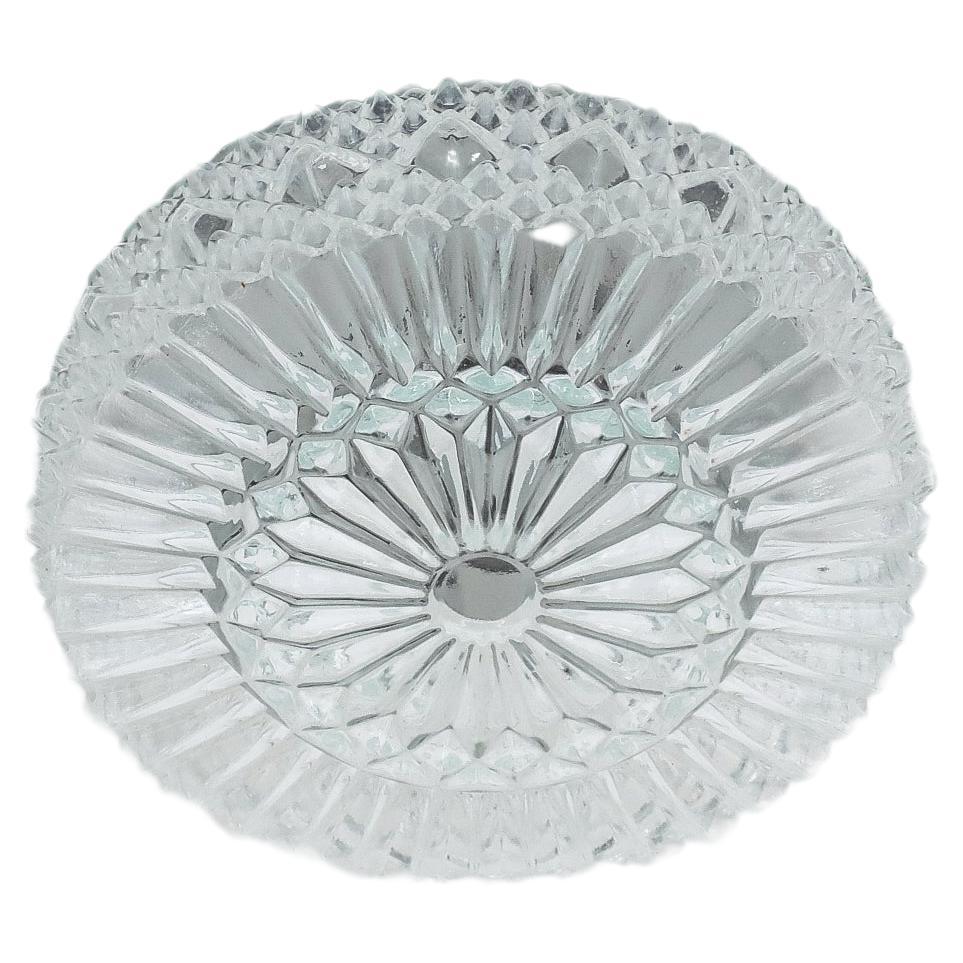 Mid-Century Round Daisy Pressed Glass Ceiling or Wall Sconce For Sale