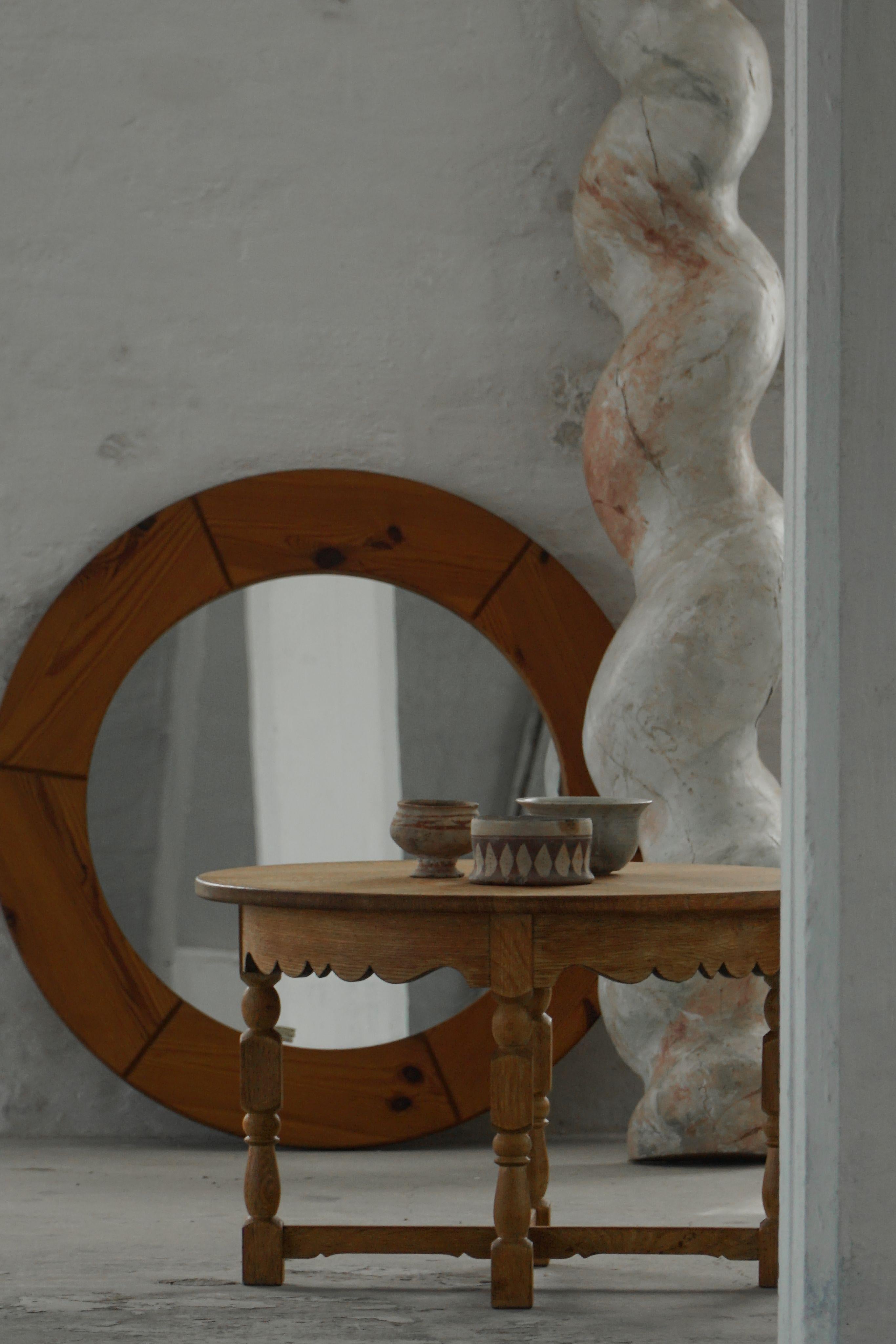 Mid Century Round Danish Side Table in Solid Oak, Henning Kjærnulf, 1960s For Sale 5