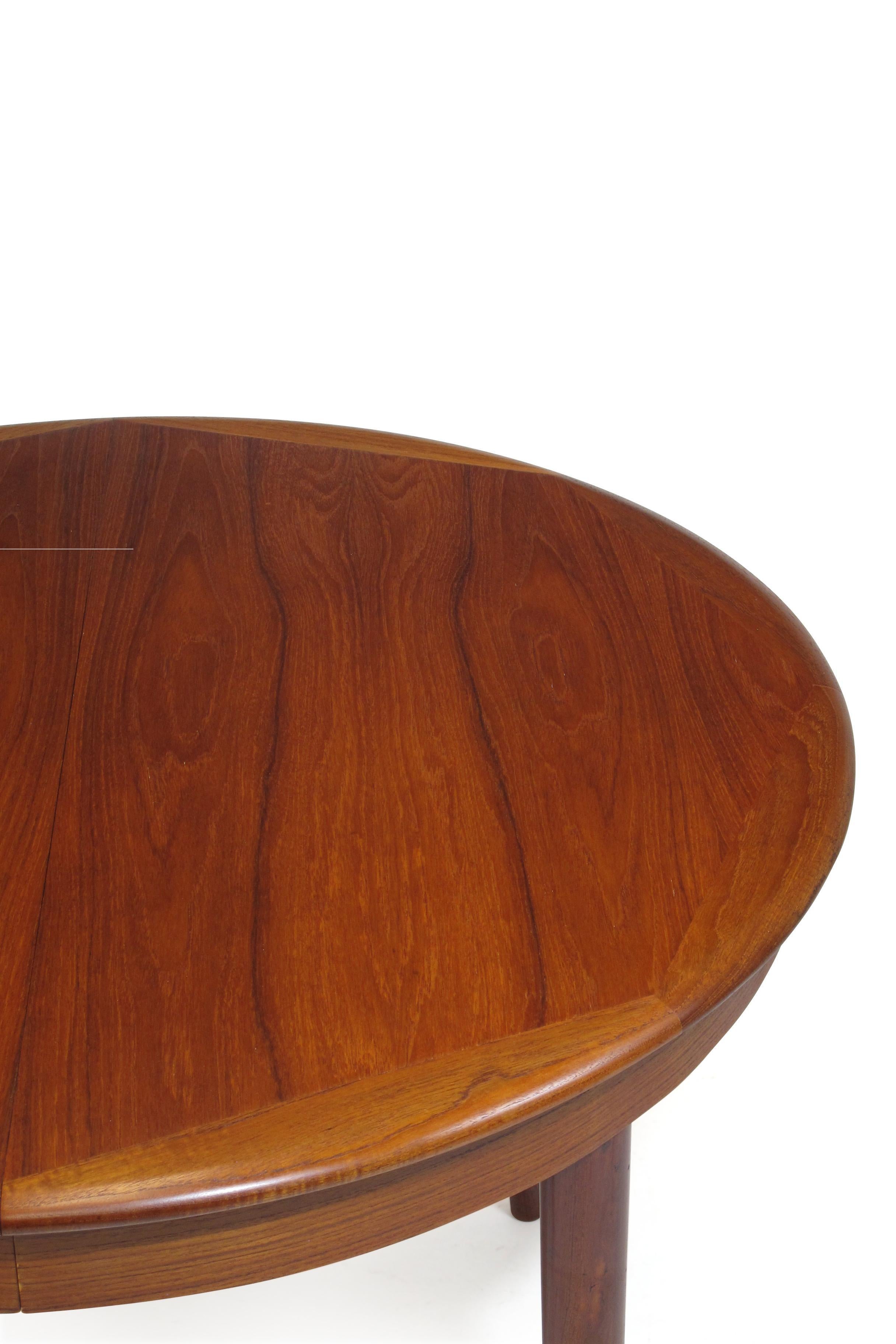 Midcentury Round Danish Teak Dining Table, Seats 4-10 Guests 4