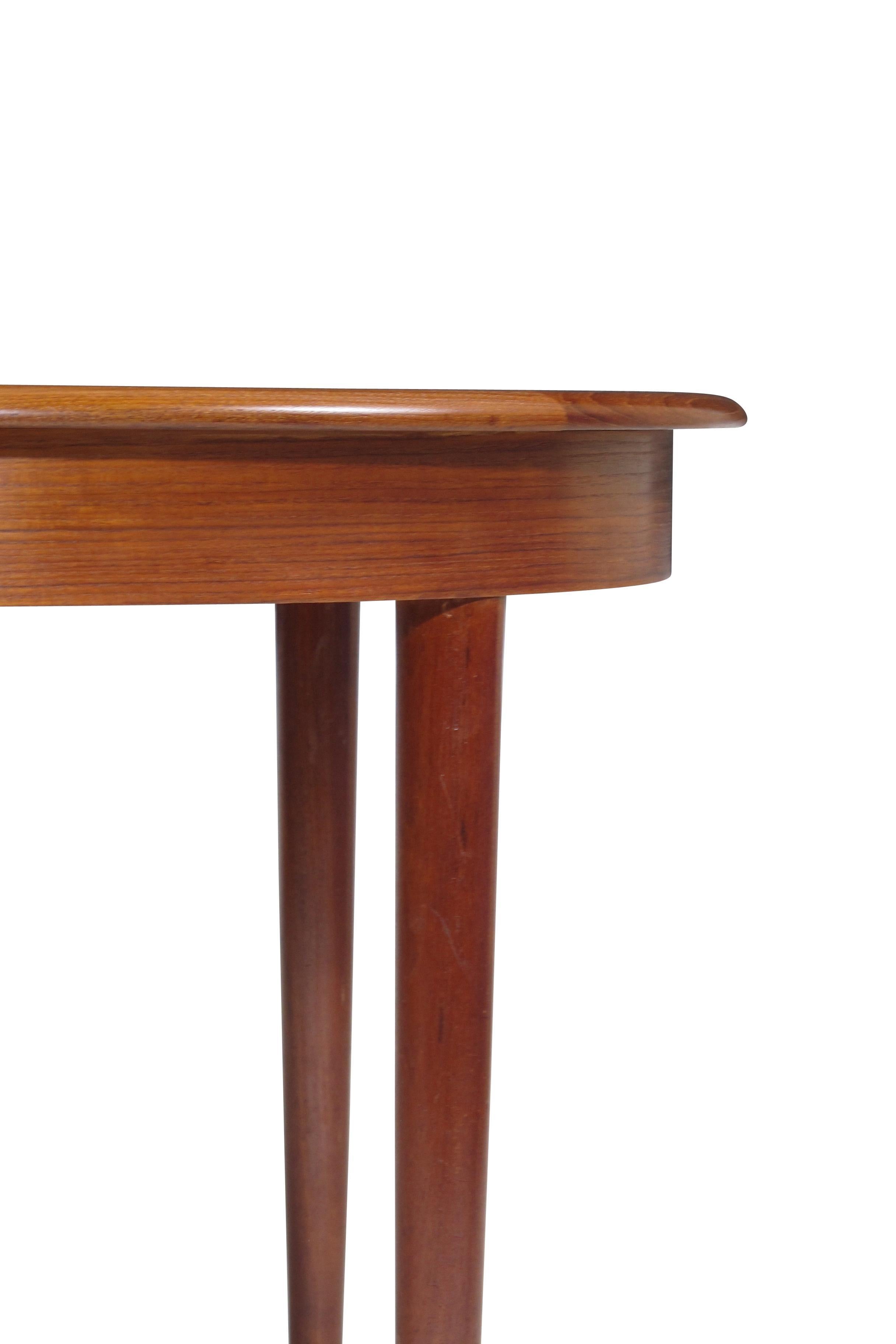 Oiled Midcentury Round Danish Teak Dining Table, Seats 4-10 Guests